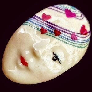 💗Vintage Rare Ceramic Brooch 80s